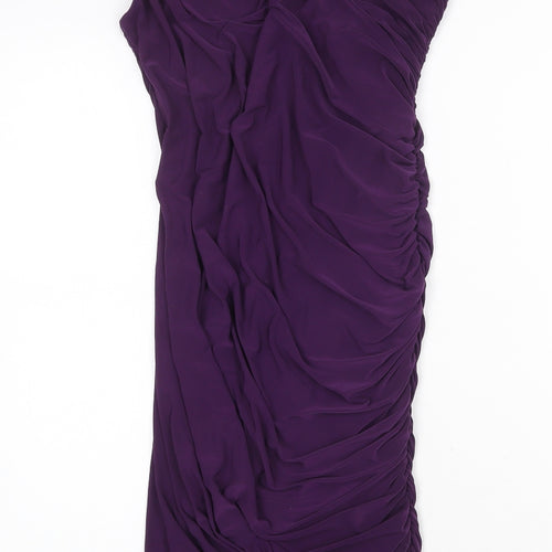 Blue Banana Womens Purple Polyester Sheath Size 14 One Shoulder Pullover