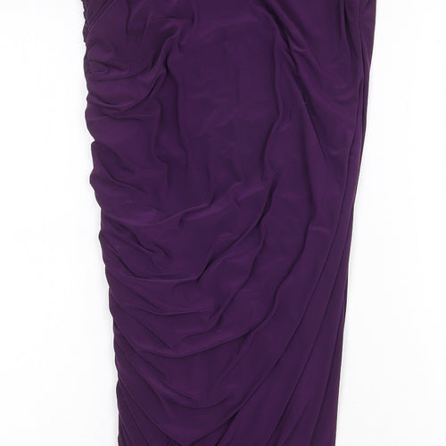 Blue Banana Womens Purple Polyester Sheath Size 14 One Shoulder Pullover