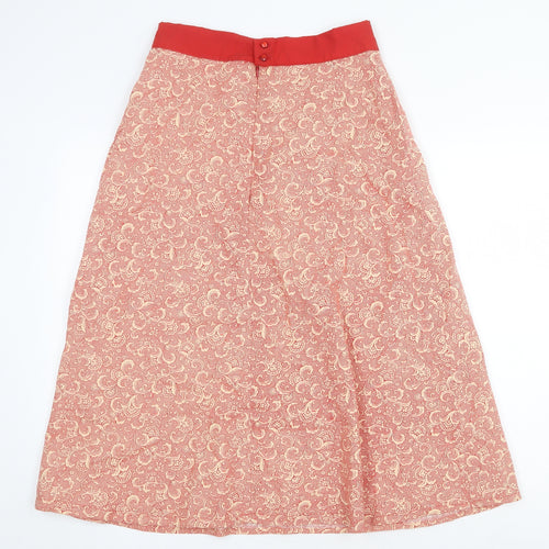 Preworn Womens Red Geometric Polyester Swing Skirt Size 28 in Zip