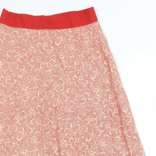 Preworn Womens Red Geometric Polyester Swing Skirt Size 28 in Zip