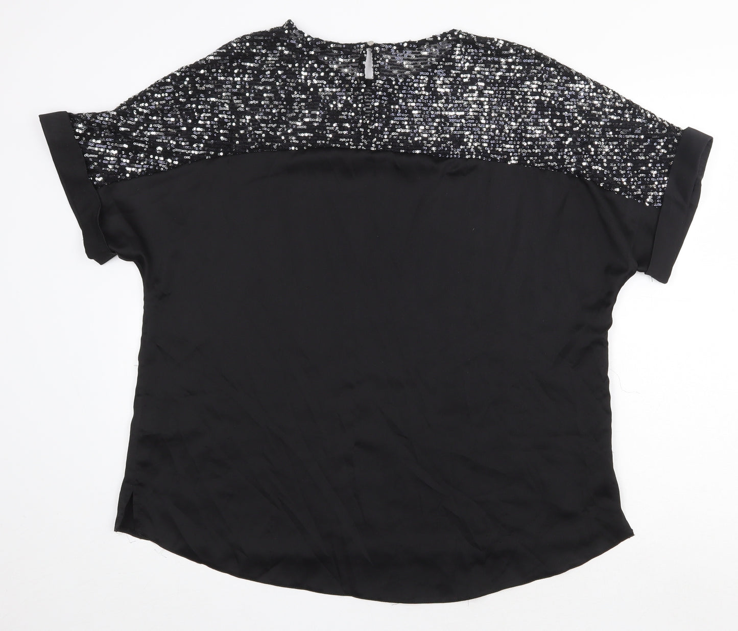Dorothy Perkins Womens Black Polyester Basic T-Shirt Size 18 Round Neck