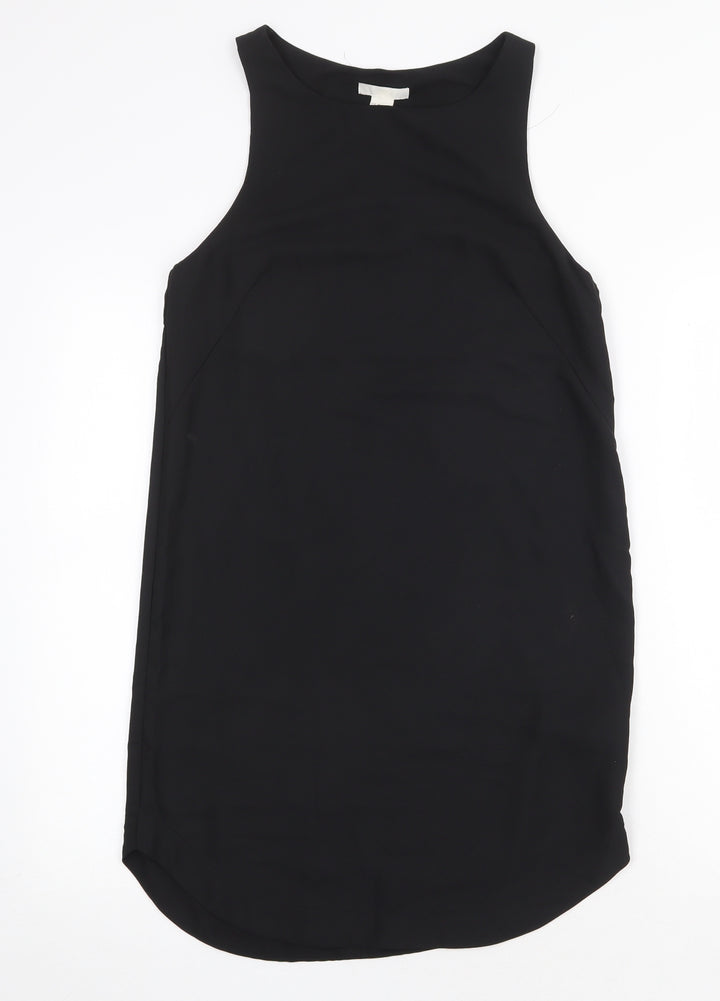 H&M Womens Black Polyester Tank Dress Size 6 Boat Neck Pullover