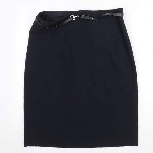 Gerry Weber Womens Blue Cotton Straight & Pencil Skirt Size 34 in Zip - Belt Included