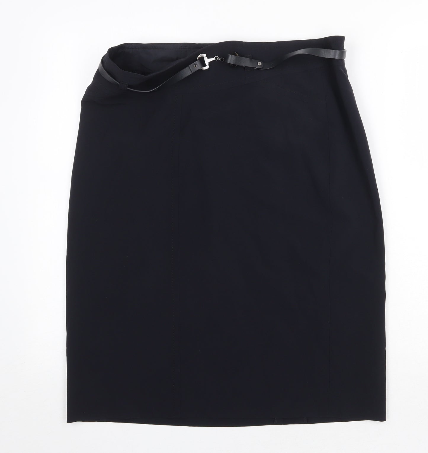 Gerry Weber Womens Blue Cotton Straight & Pencil Skirt Size 34 in Zip - Belt Included