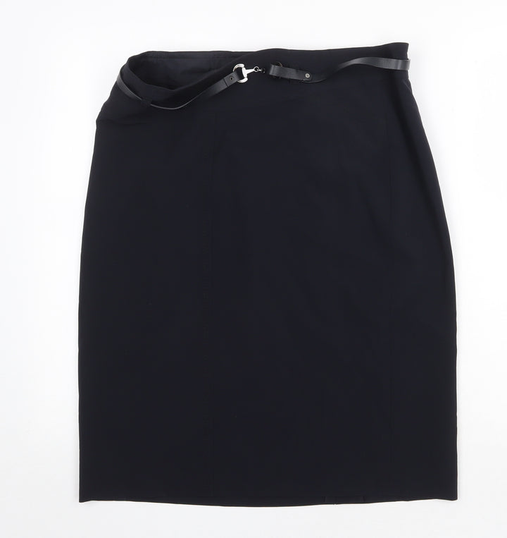 Gerry Weber Womens Blue Cotton Straight & Pencil Skirt Size 34 in Zip - Belt Included