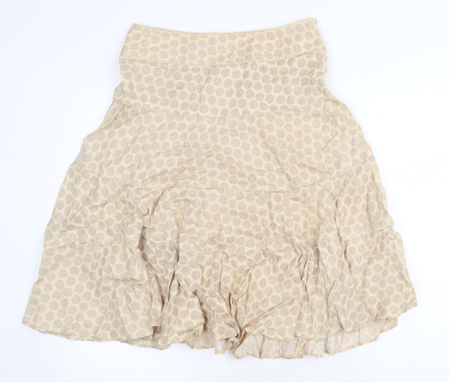 Fenn Wright Manson Womens Beige Polka Dot Linen Swing Skirt Size 10 Zip