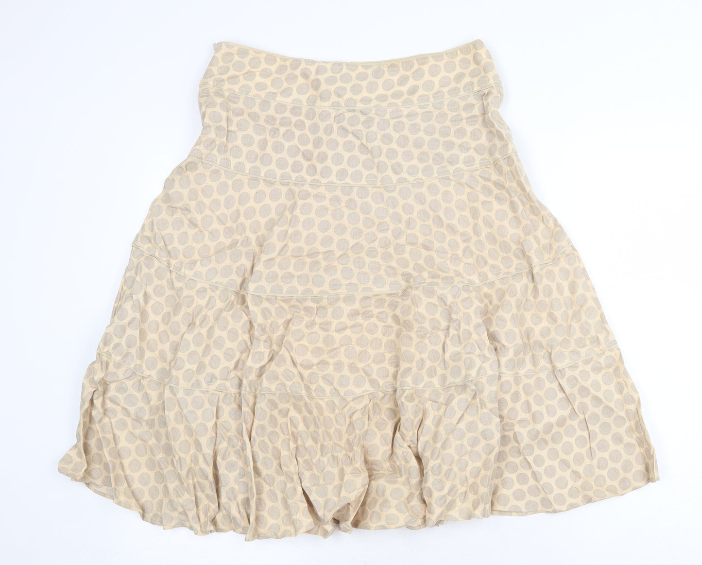 Fenn Wright Manson Womens Beige Polka Dot Linen Swing Skirt Size 10 Zip