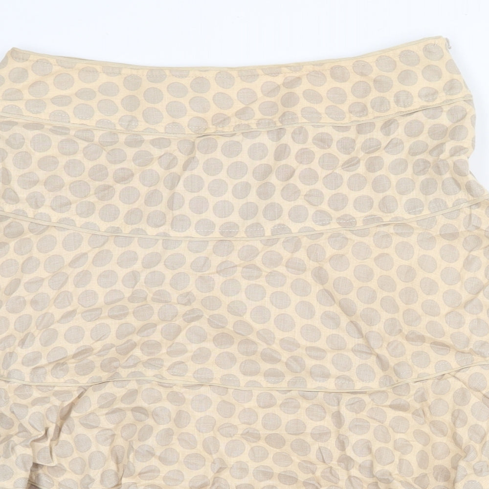 Fenn Wright Manson Womens Beige Polka Dot Linen Swing Skirt Size 10 Zip