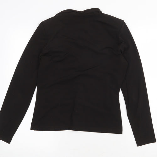 Oscar B Womens Black Polyester Basic Blouse Size 14 V-Neck