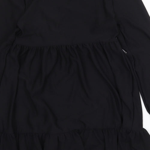 Miss Selfridge Womens Black Polyester Mini Size 10 V-Neck Pullover
