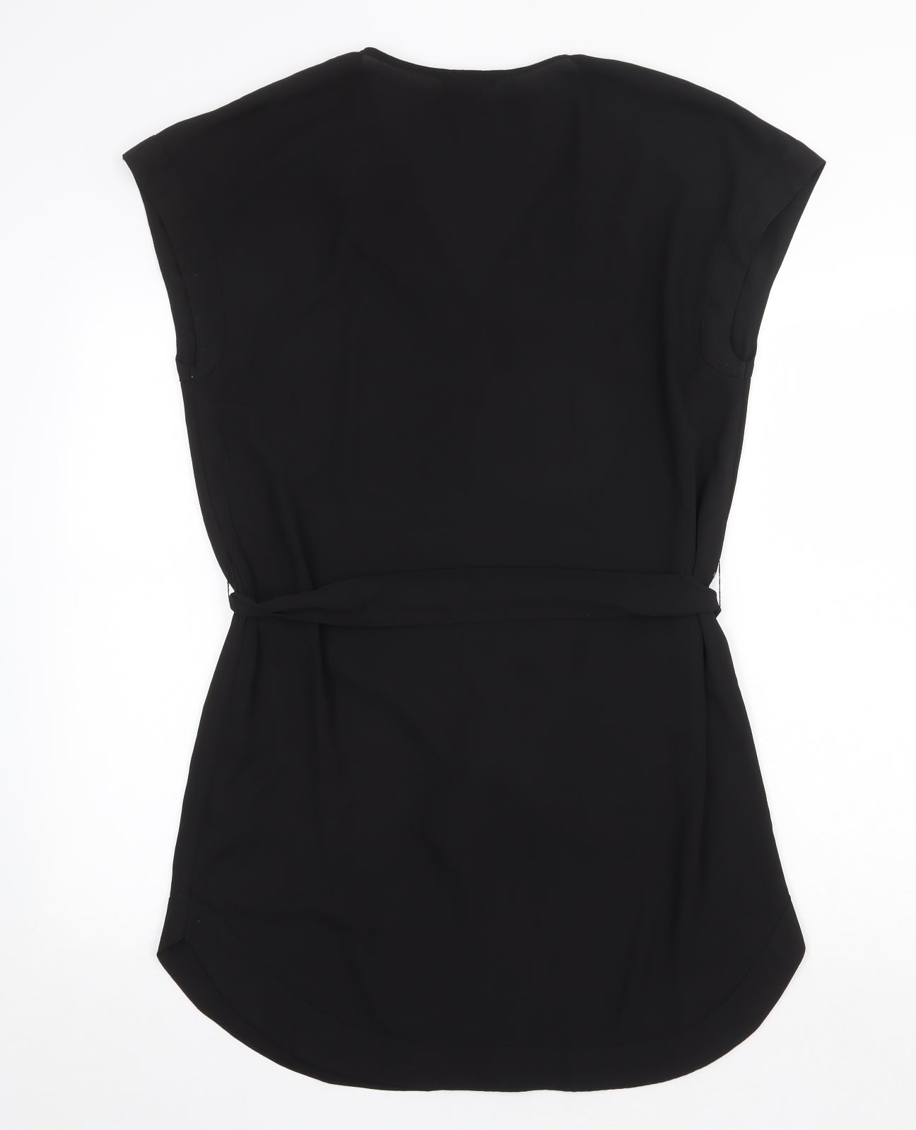 H&M Womens Black Polyester A-Line Size 8 V-Neck Tie