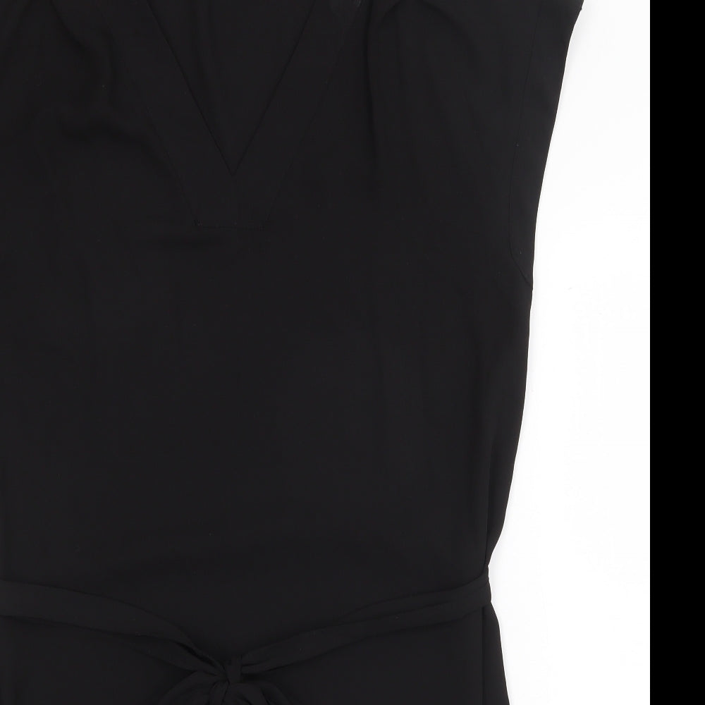 H&M Womens Black Polyester A-Line Size 8 V-Neck Tie