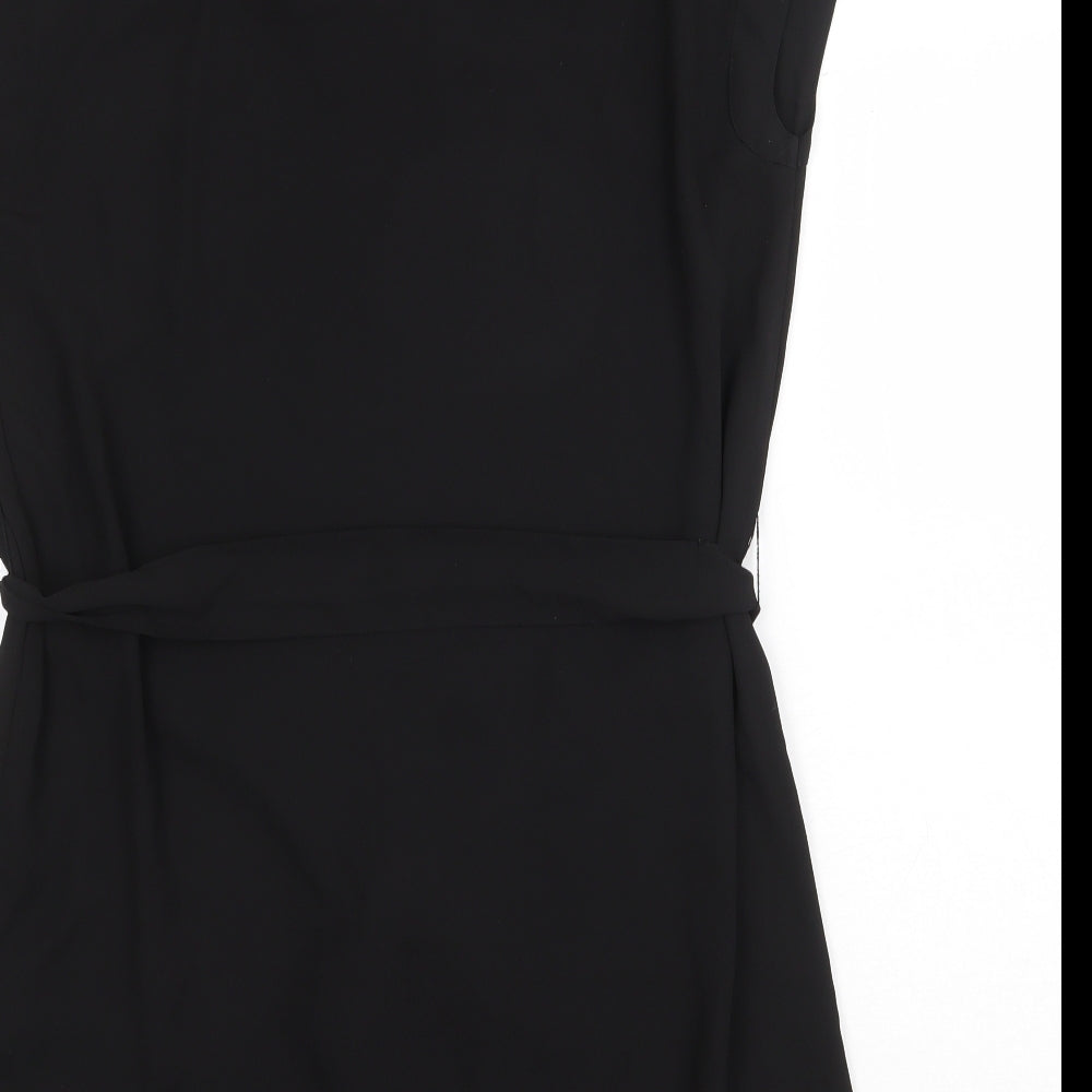 H&M Womens Black Polyester A-Line Size 8 V-Neck Tie