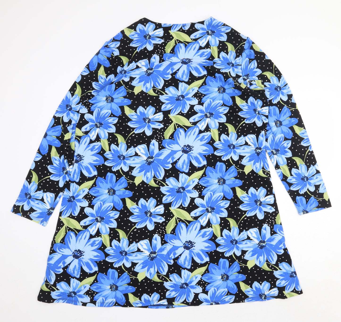 Papaya Womens Blue Floral Polyester Shirt Dress Size 20 Round Neck Pullover