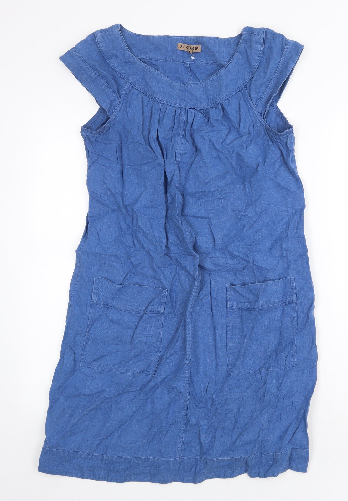 Jigsaw Womens Blue Cotton A-Line Size 8 Scoop Neck Pullover