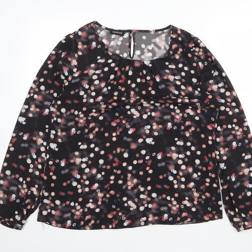 Taifun Womens Black Polka Dot Polyester Basic Blouse Size XL Boat Neck