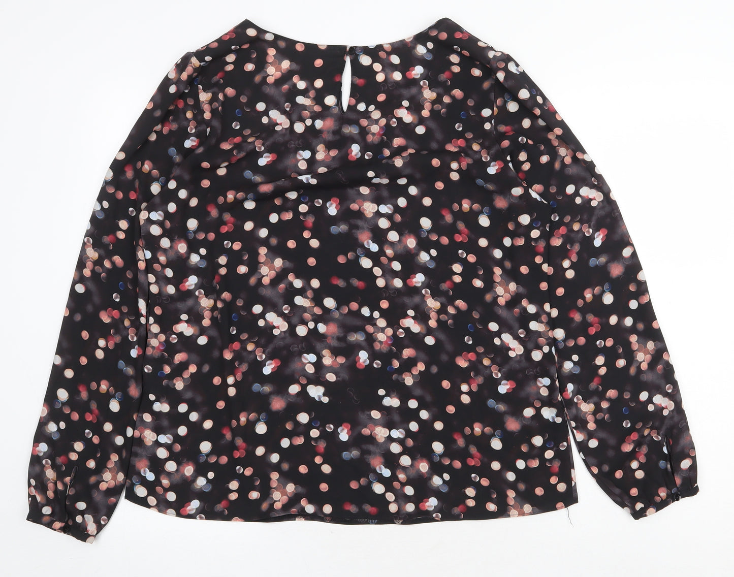 Taifun Womens Black Polka Dot Polyester Basic Blouse Size XL Boat Neck