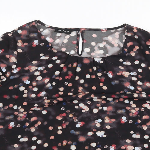 Taifun Womens Black Polka Dot Polyester Basic Blouse Size XL Boat Neck