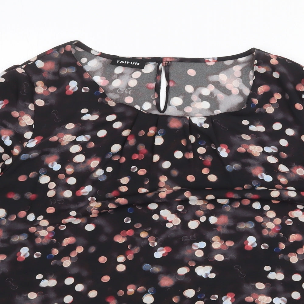 Taifun Womens Black Polka Dot Polyester Basic Blouse Size XL Boat Neck