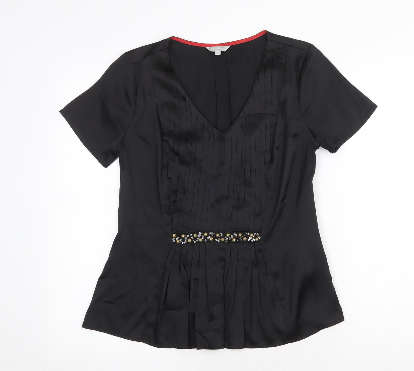 Per Una Womens Black Polyester Basic Blouse Size 10 V-Neck