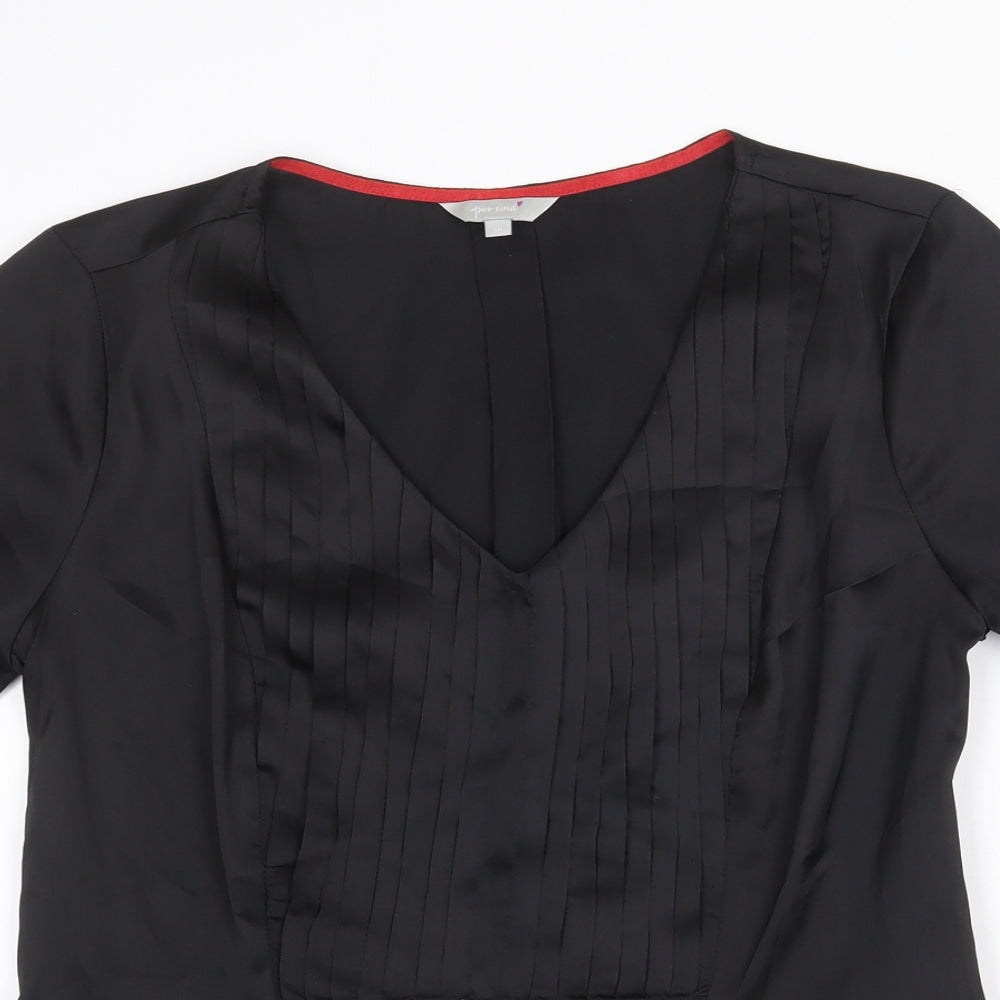 Per Una Womens Black Polyester Basic Blouse Size 10 V-Neck