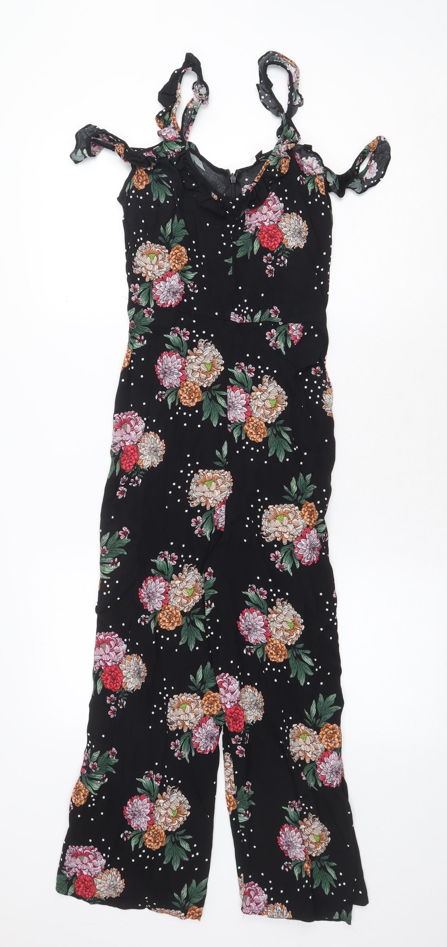 Topshop Womens Black Geometric Viscose Jumpsuit One-Piece Size 6 Zip