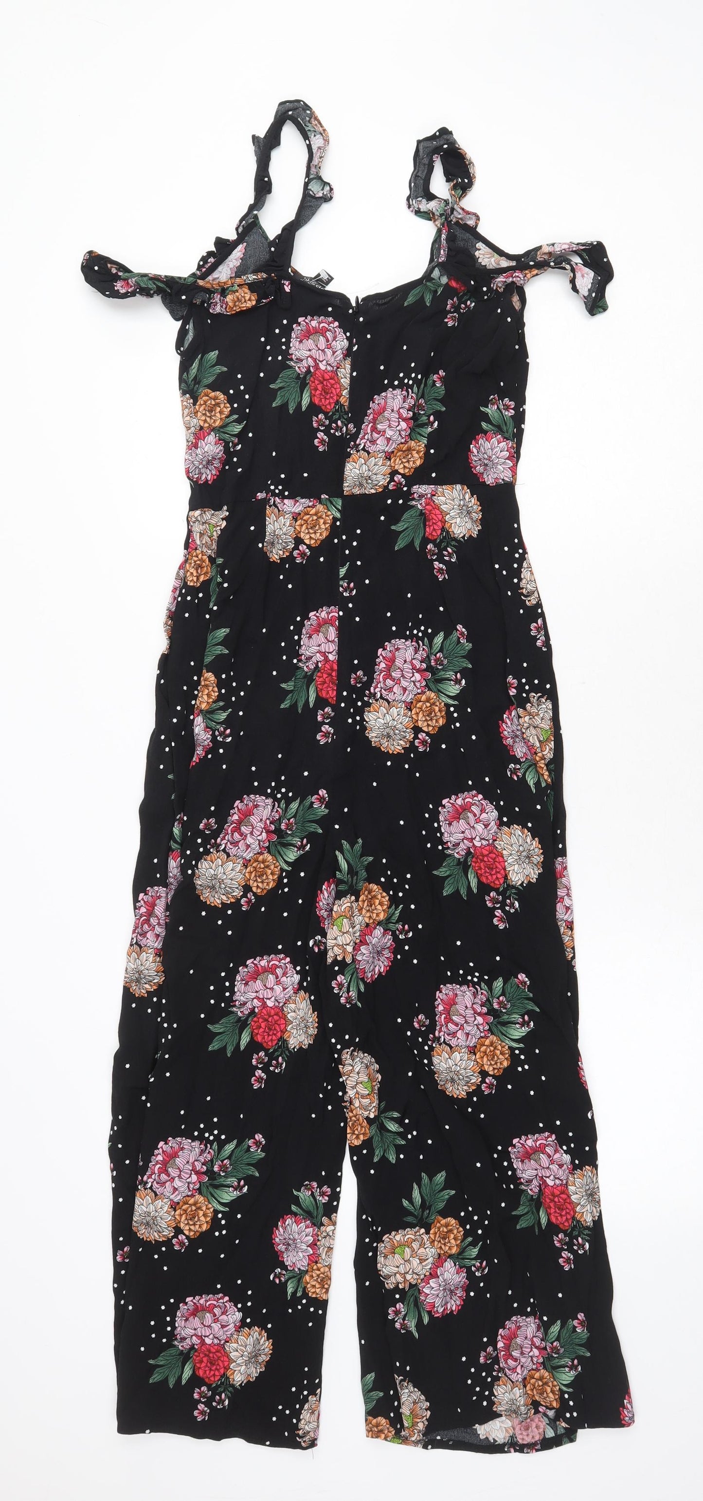 Topshop Womens Black Geometric Viscose Jumpsuit One-Piece Size 6 Zip