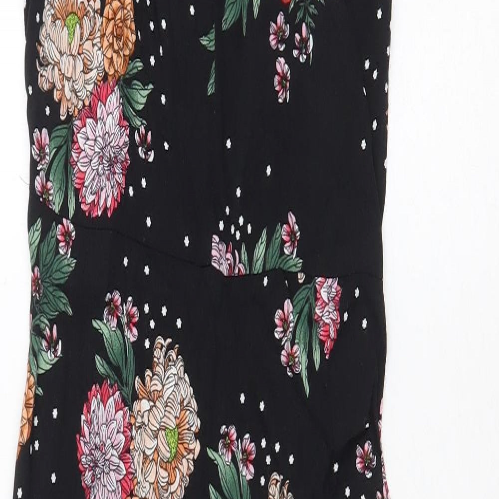 Topshop Womens Black Geometric Viscose Jumpsuit One-Piece Size 6 Zip