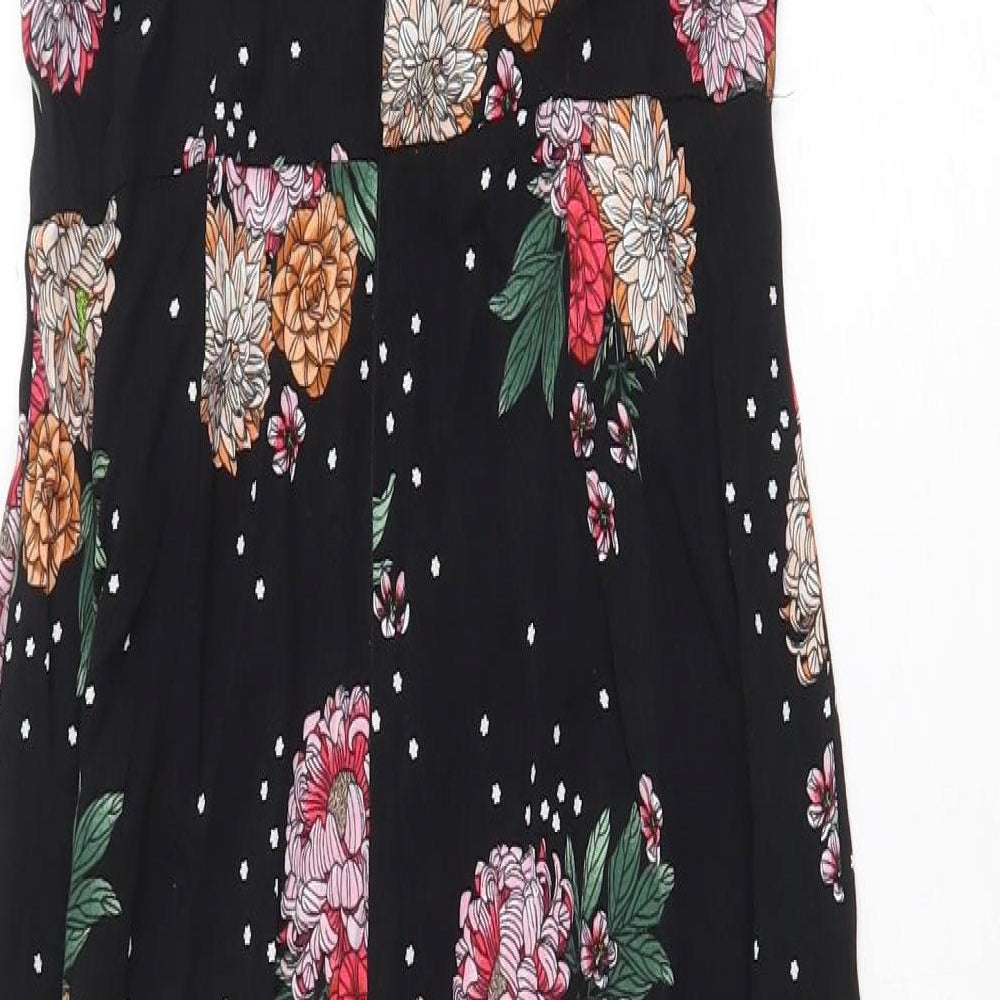 Topshop Womens Black Geometric Viscose Jumpsuit One-Piece Size 6 Zip