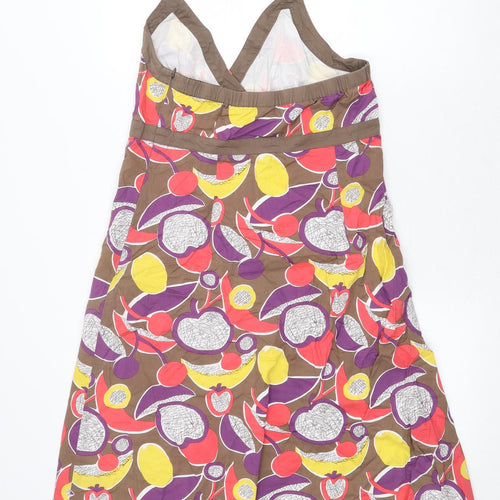 Boden Womens Multicoloured Geometric Cotton A-Line Size 12 Halter Zip