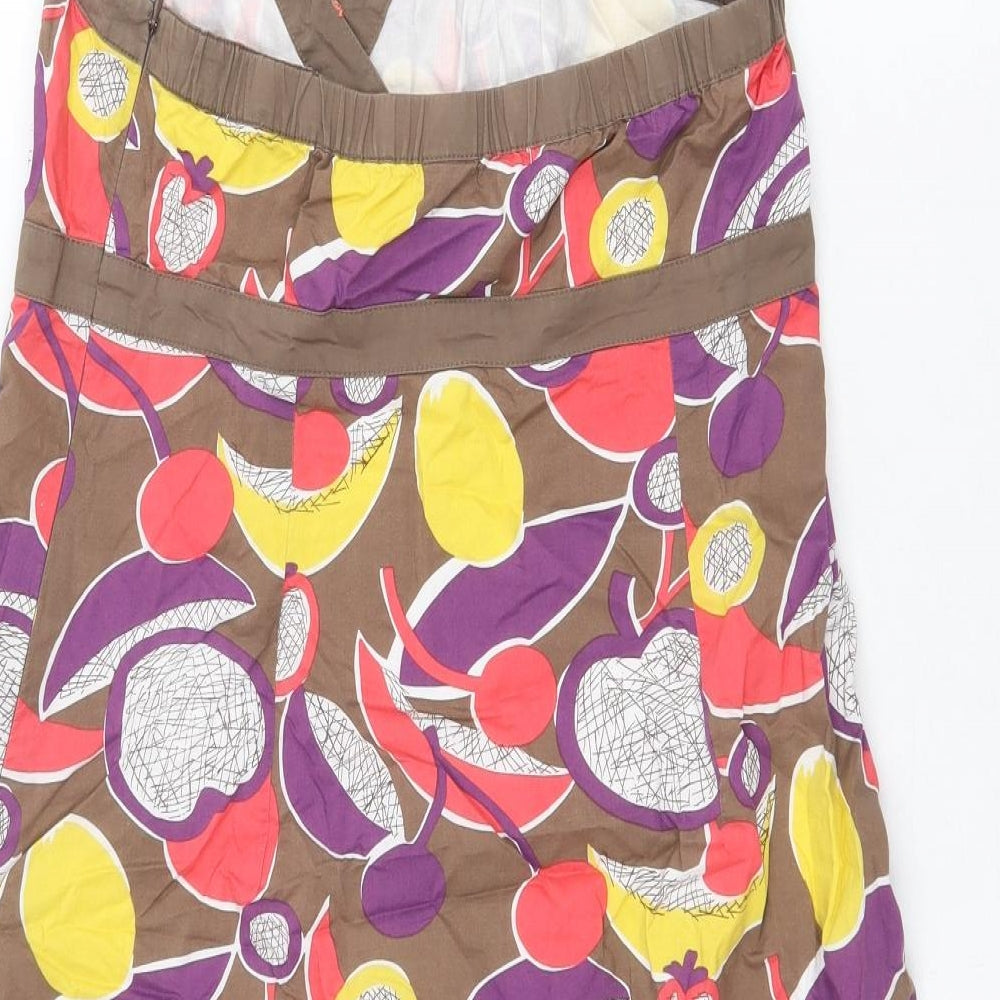Boden Womens Multicoloured Geometric Cotton A-Line Size 12 Halter Zip