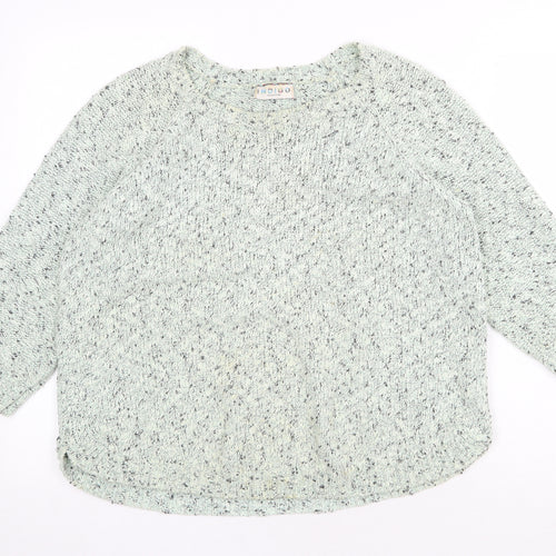 Marks and Spencer Womens Green Round Neck Cotton Pullover Jumper Size 12