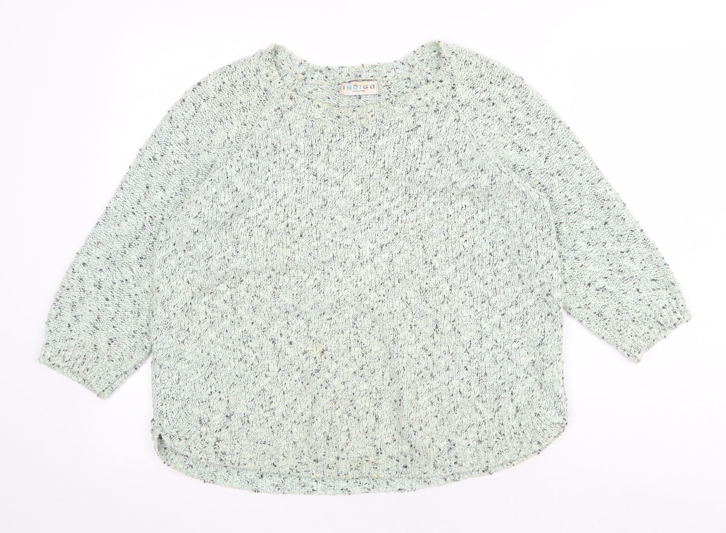 Marks and Spencer Womens Green Round Neck Cotton Pullover Jumper Size 12