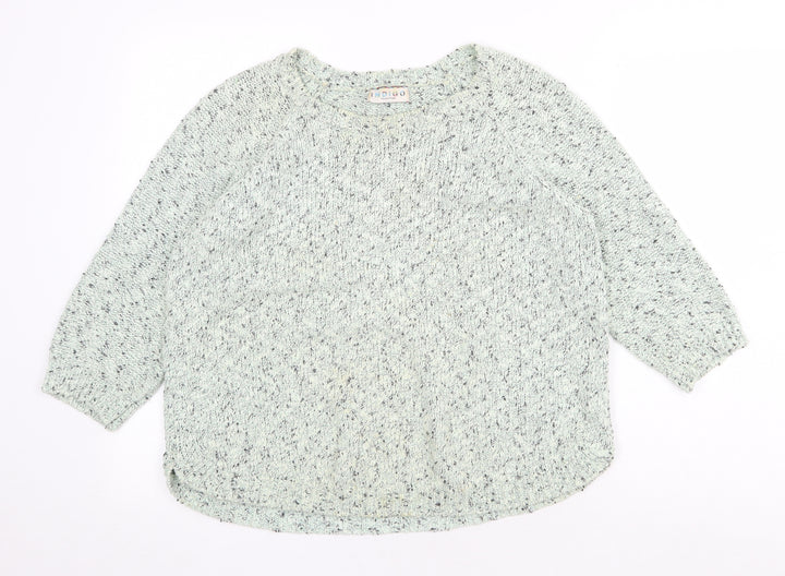 Marks and Spencer Womens Green Round Neck Cotton Pullover Jumper Size 12