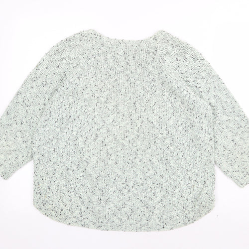 Marks and Spencer Womens Green Round Neck Cotton Pullover Jumper Size 12