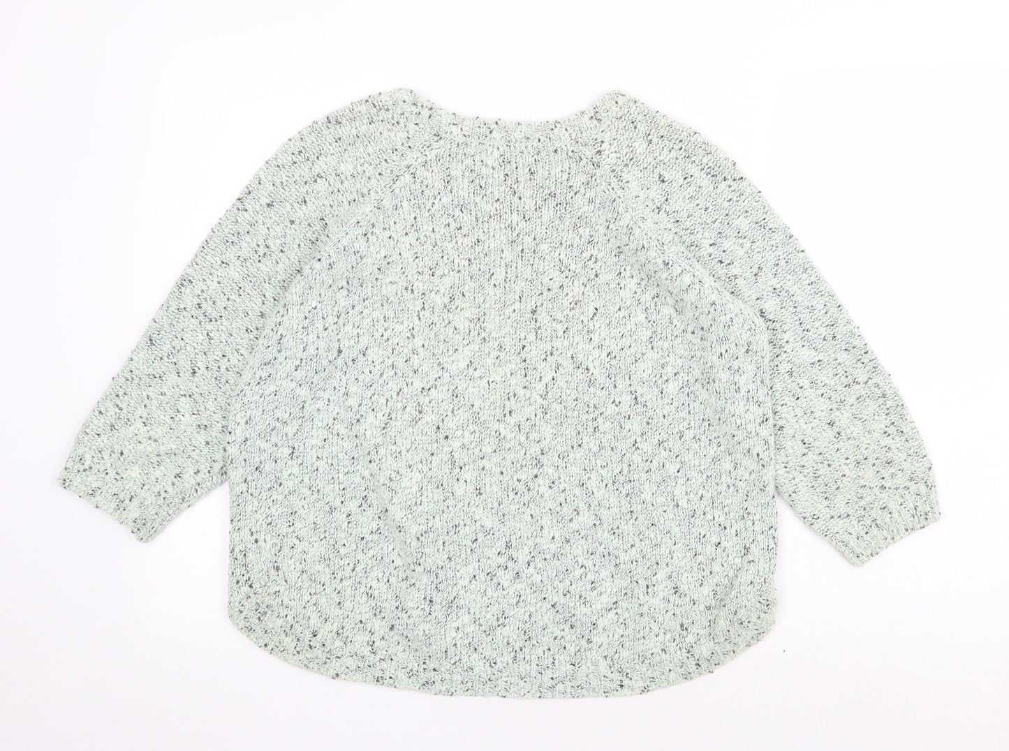 Marks and Spencer Womens Green Round Neck Cotton Pullover Jumper Size 12