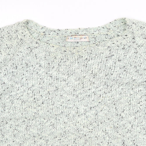 Marks and Spencer Womens Green Round Neck Cotton Pullover Jumper Size 12