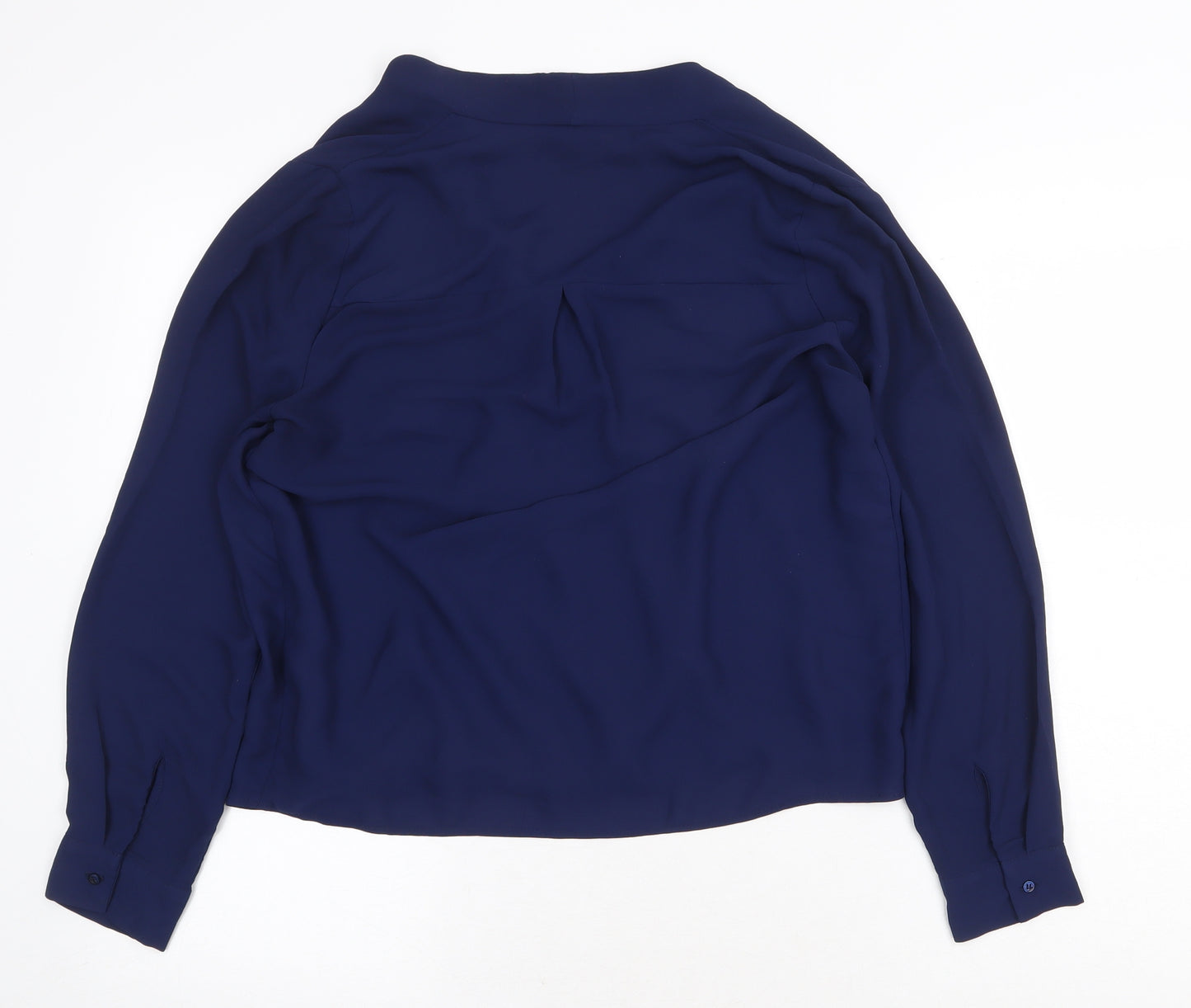 Topshop Womens Blue Polyester Basic Blouse Size 10 V-Neck