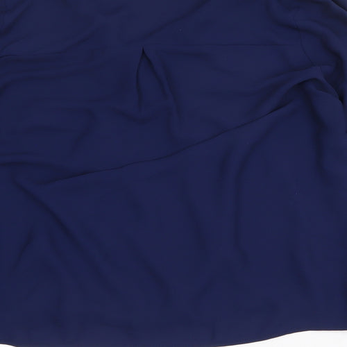 Topshop Womens Blue Polyester Basic Blouse Size 10 V-Neck