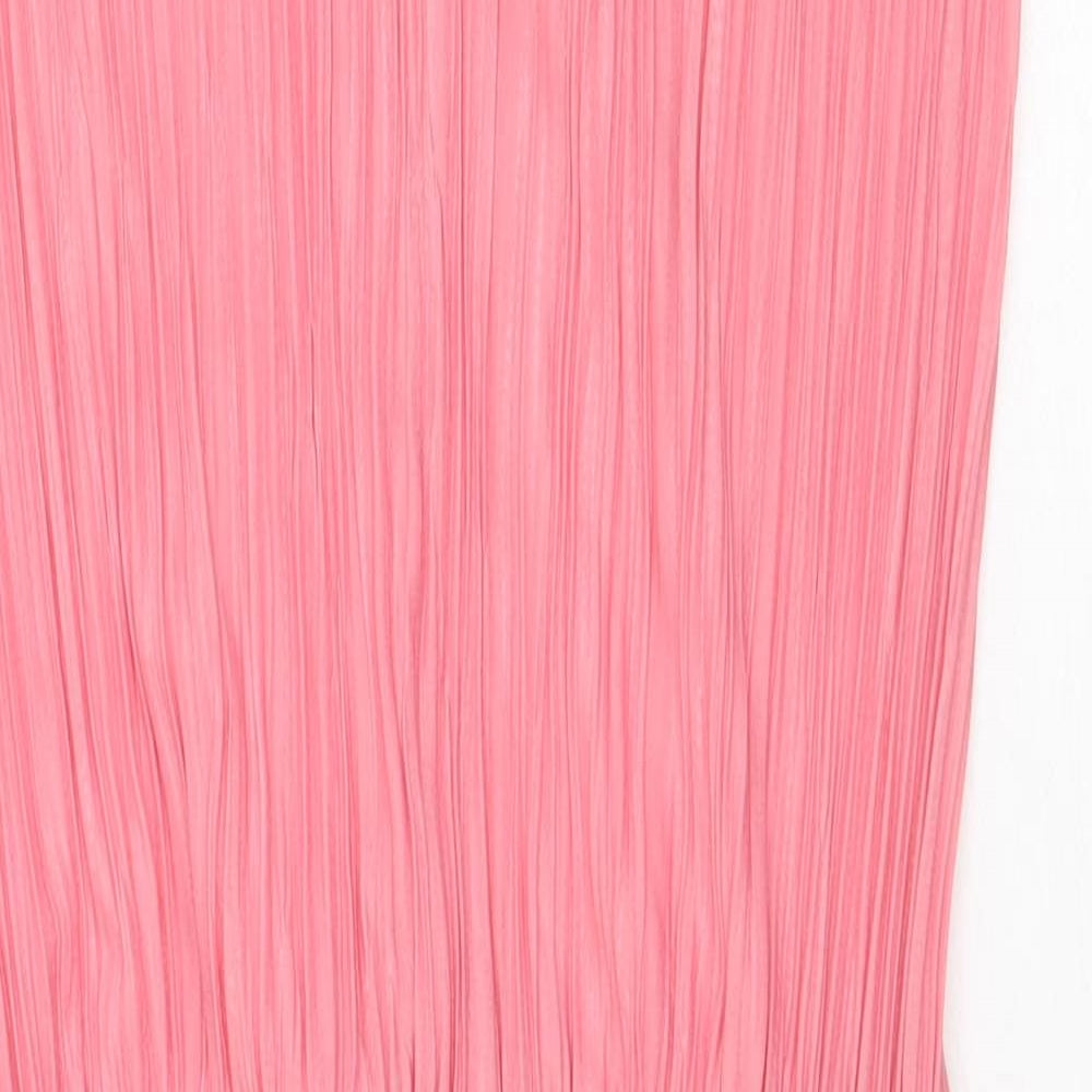 H&M Womens Pink Polyester Tank Dress Size M Scoop Neck Pullover - Plisse