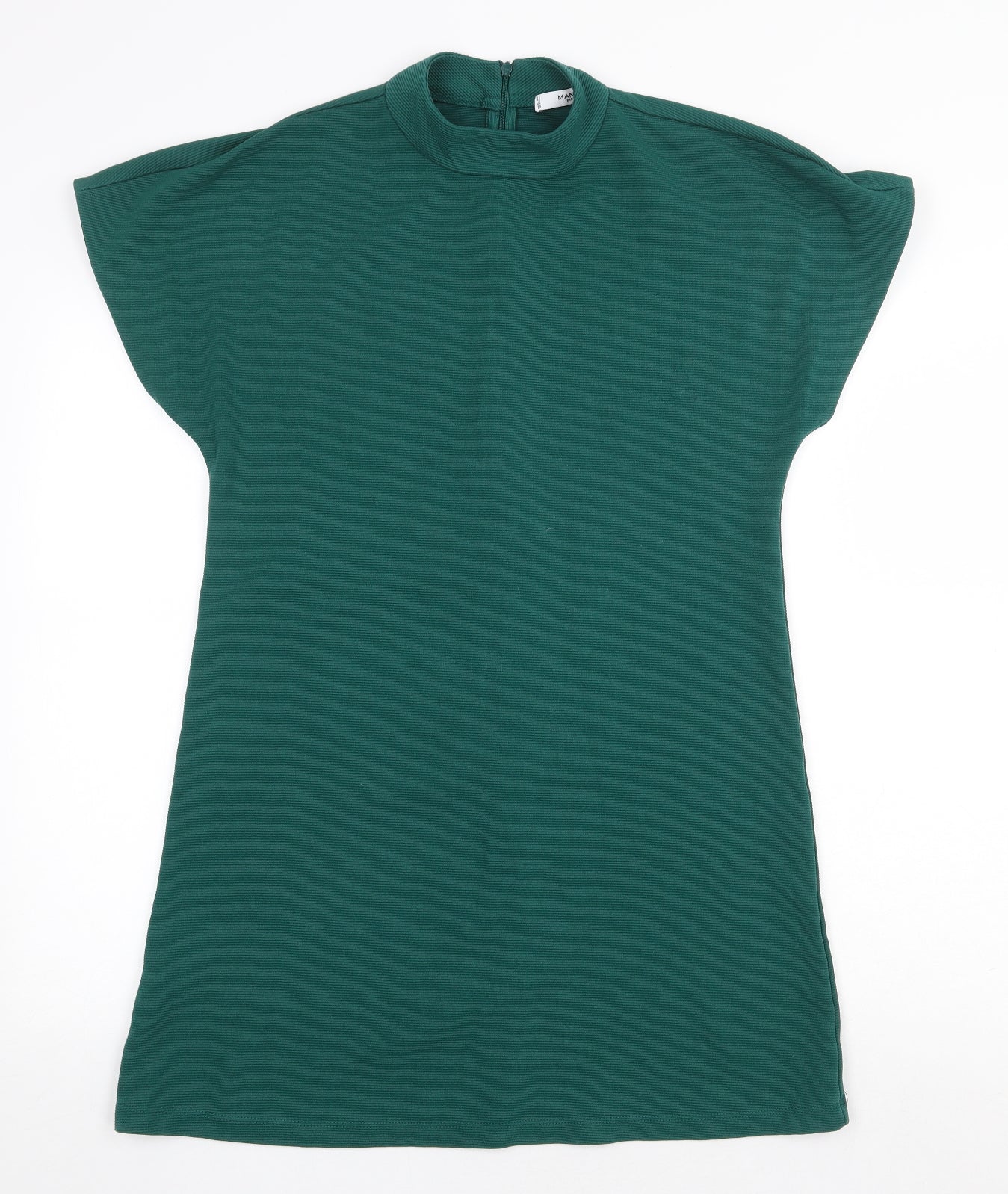 Mango Womens Green Cotton Shift Size XS Mock Neck Zip