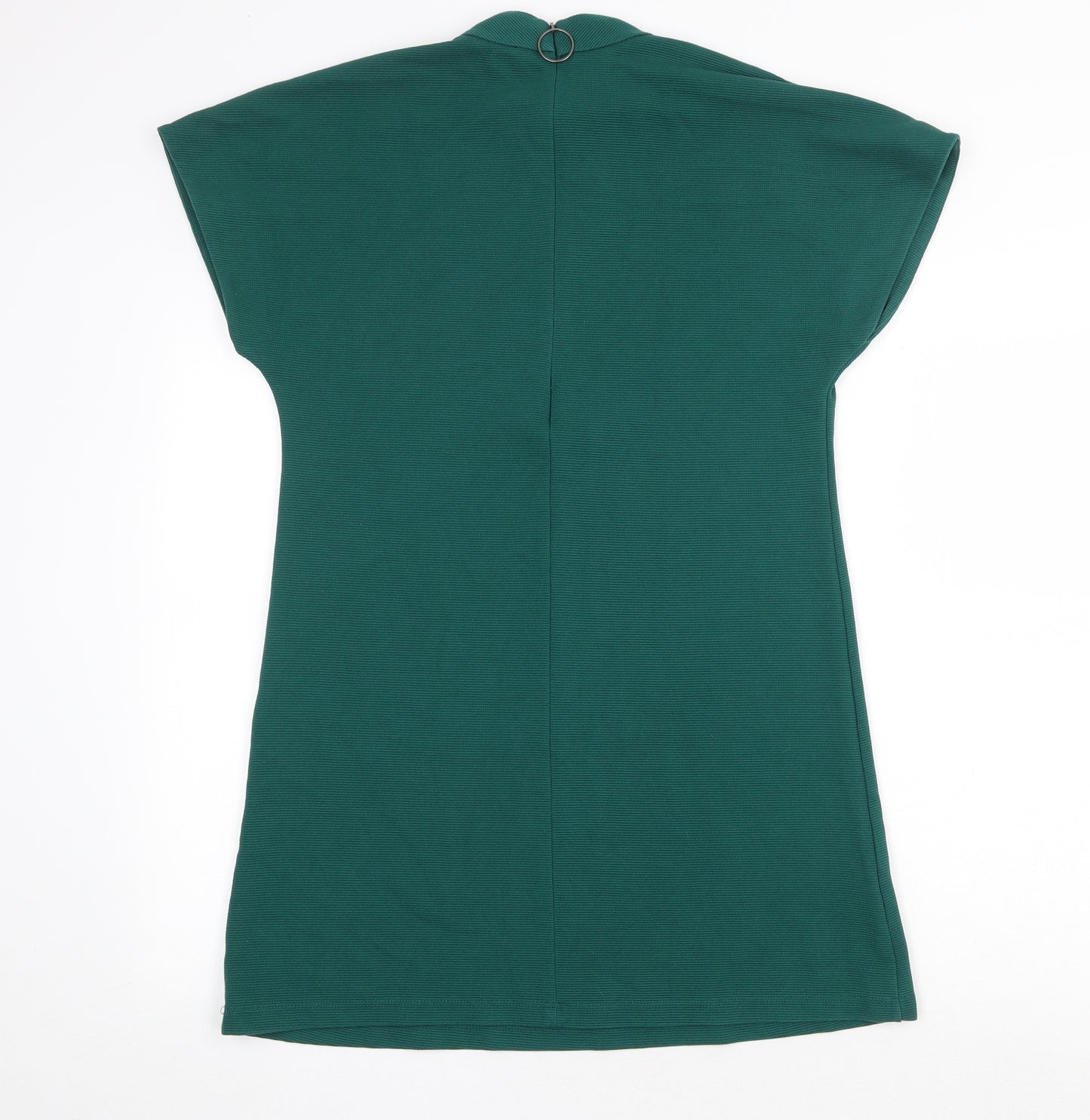 Mango Womens Green Cotton Shift Size XS Mock Neck Zip