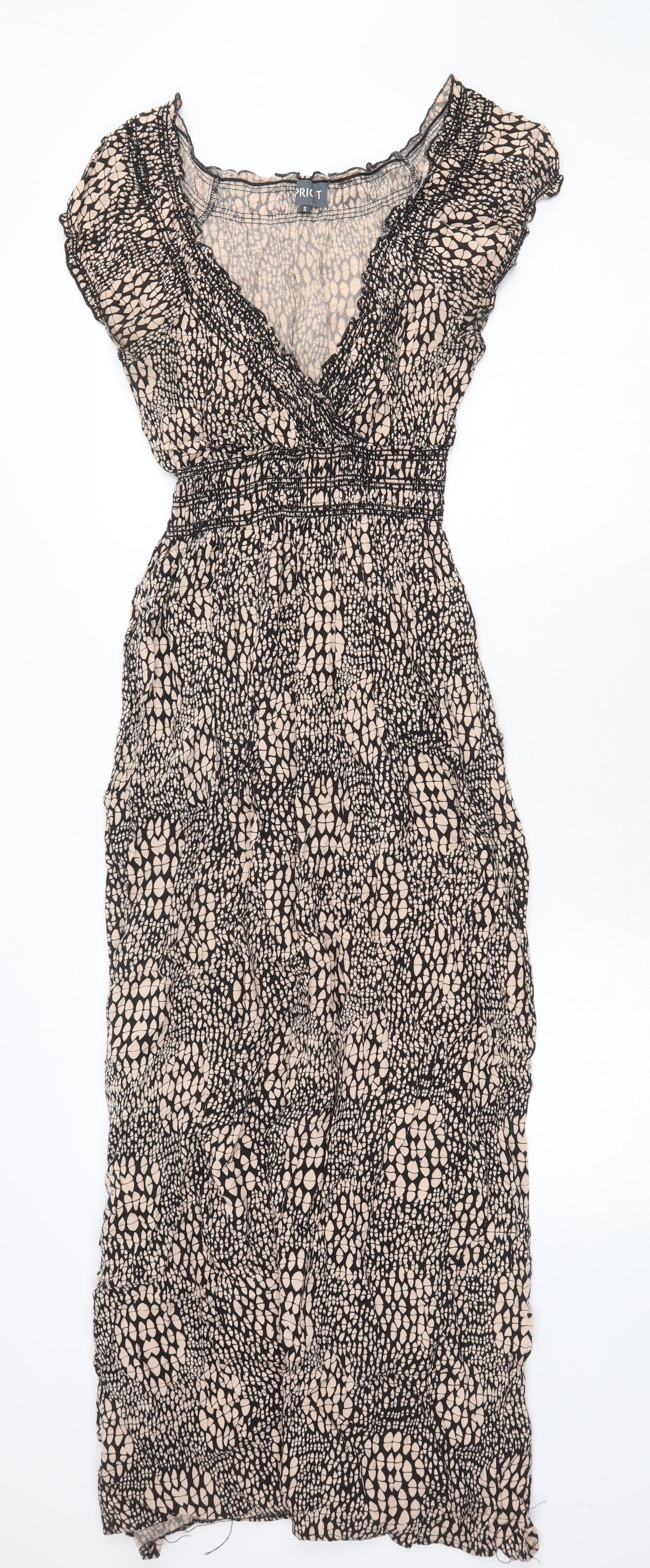 Apricot Womens Beige Geometric Polyester Maxi Size S V-Neck Pullover