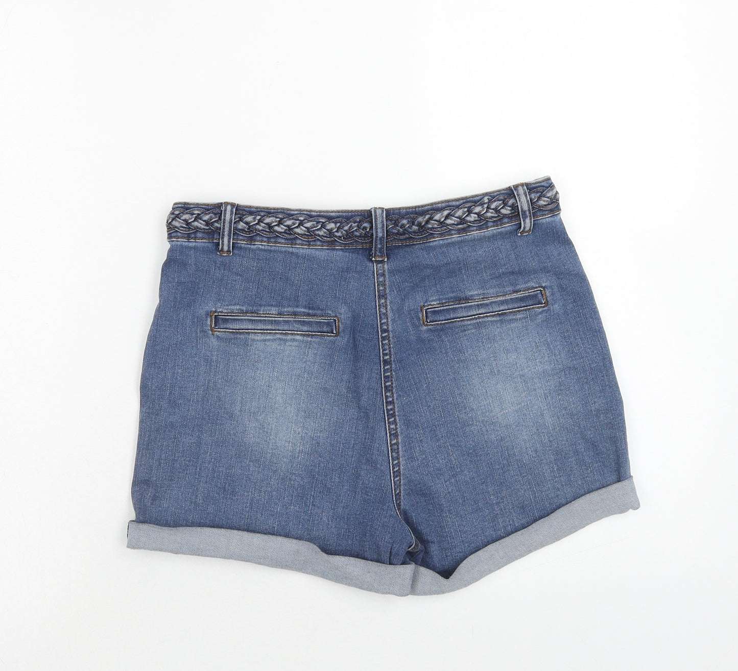 Papaya Womens Blue Cotton Mom Shorts Size 10 Regular Zip