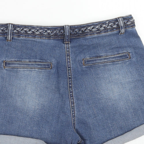 Papaya Womens Blue Cotton Mom Shorts Size 10 Regular Zip