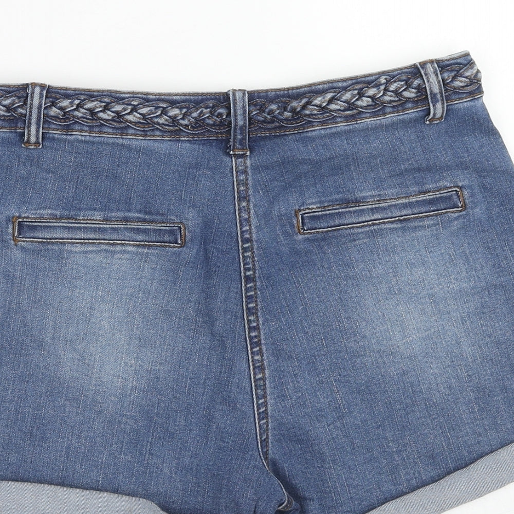 Papaya Womens Blue Cotton Mom Shorts Size 10 Regular Zip