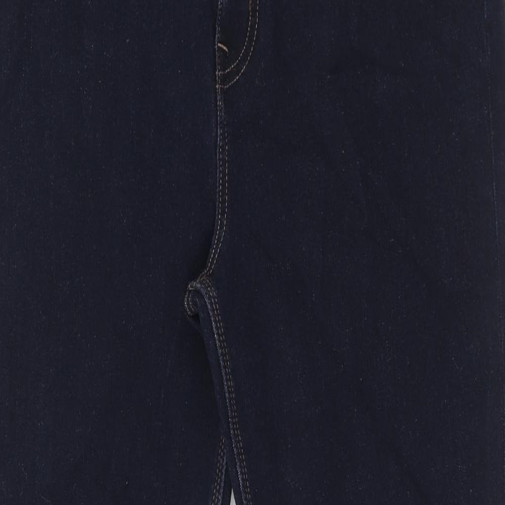 Marks and Spencer Womens Blue Cotton Straight Jeans Size 16 Slim Zip