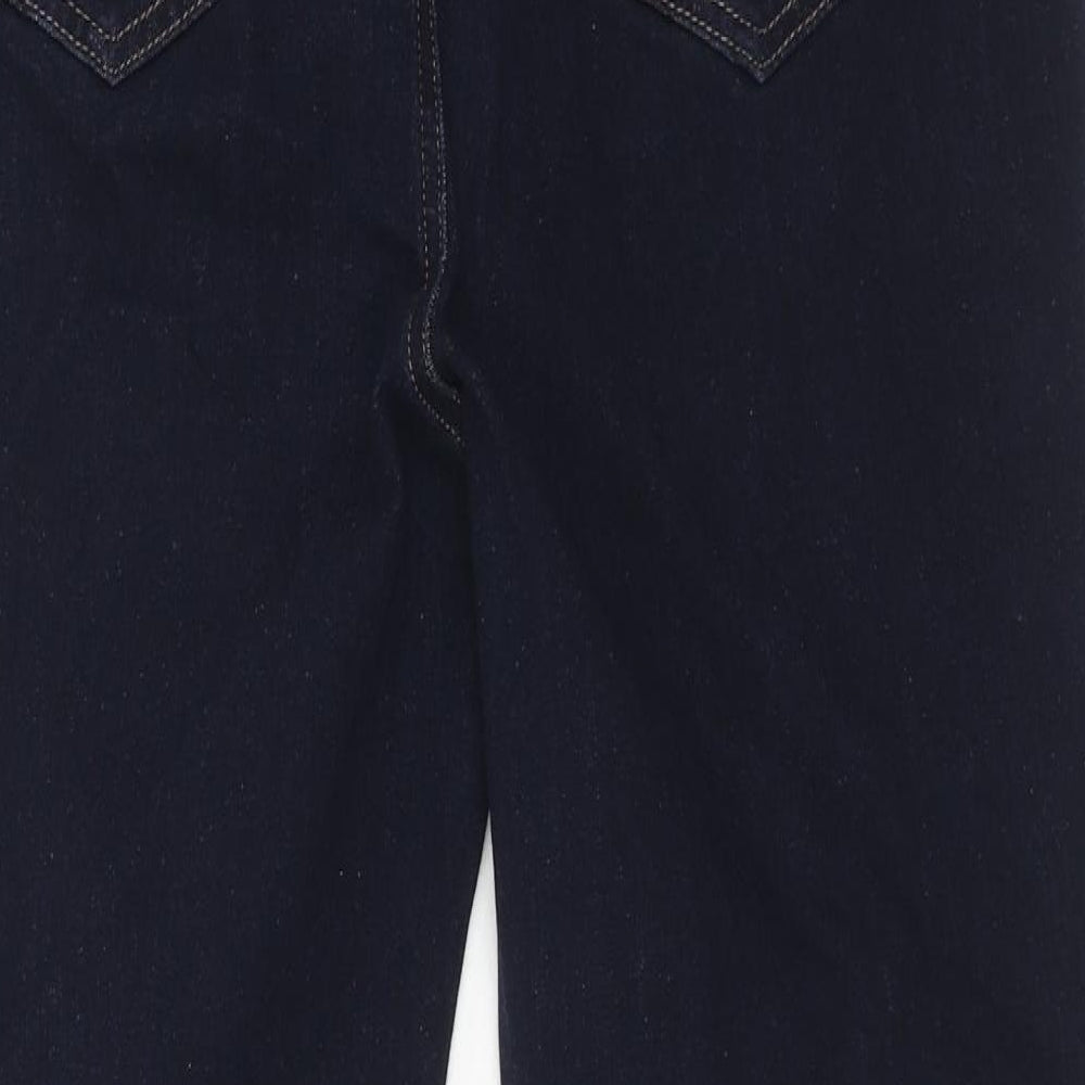 Marks and Spencer Womens Blue Cotton Straight Jeans Size 16 Slim Zip