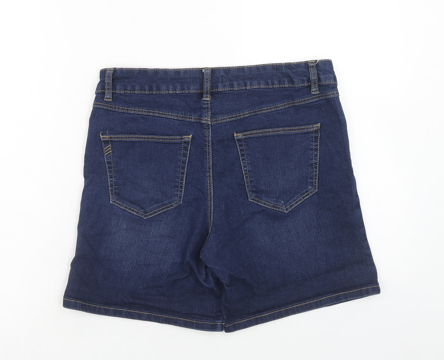 George Womens Blue Cotton Mom Shorts Size 12 Regular Zip