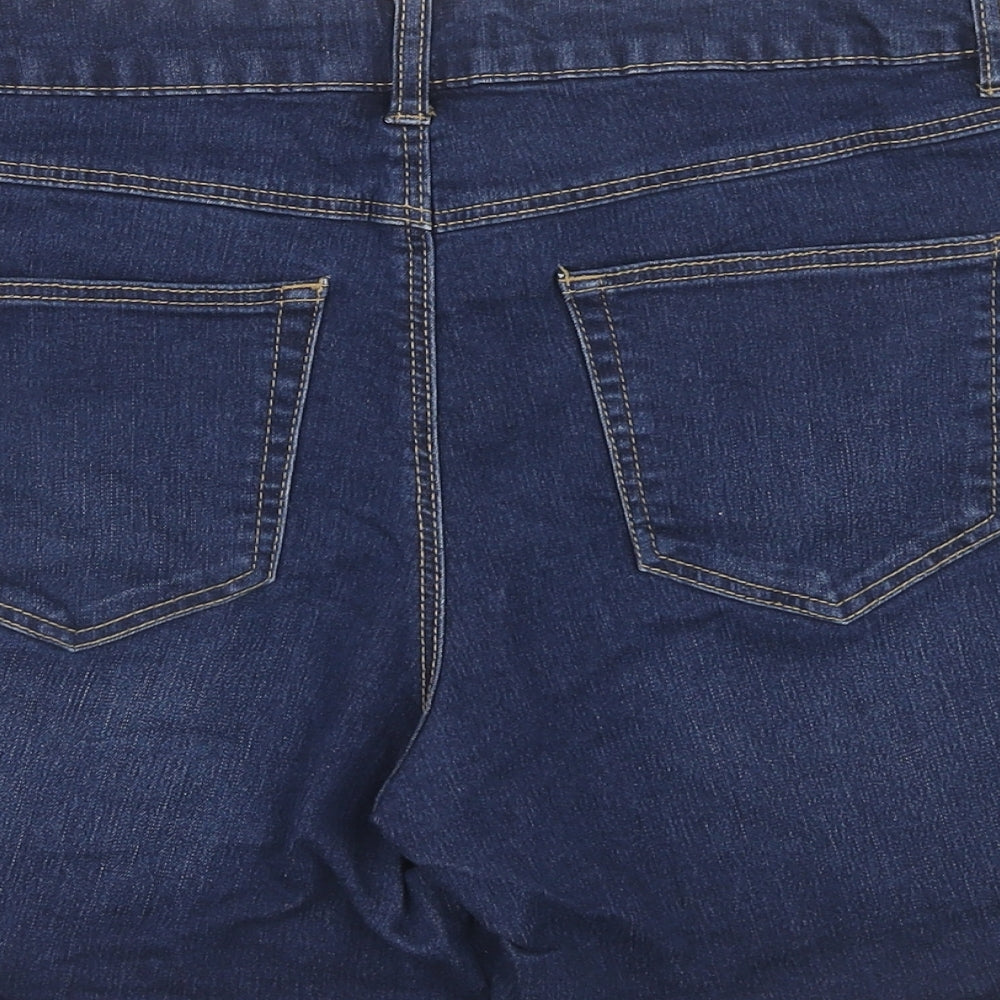 George Womens Blue Cotton Mom Shorts Size 12 Regular Zip